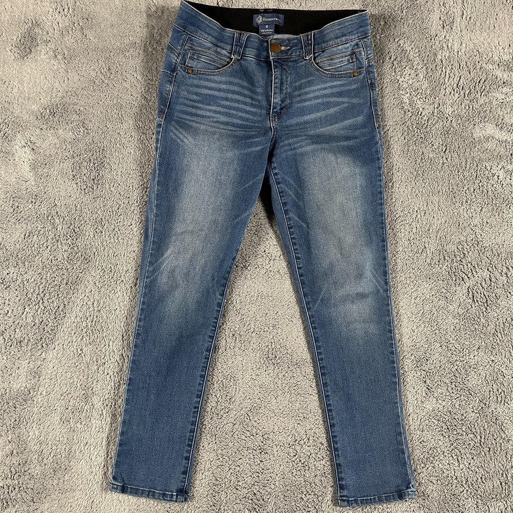 Democracy Ab Solution Jeans Women 8 Blue Denim Faded Stretch Mid Rise Skinny Leg